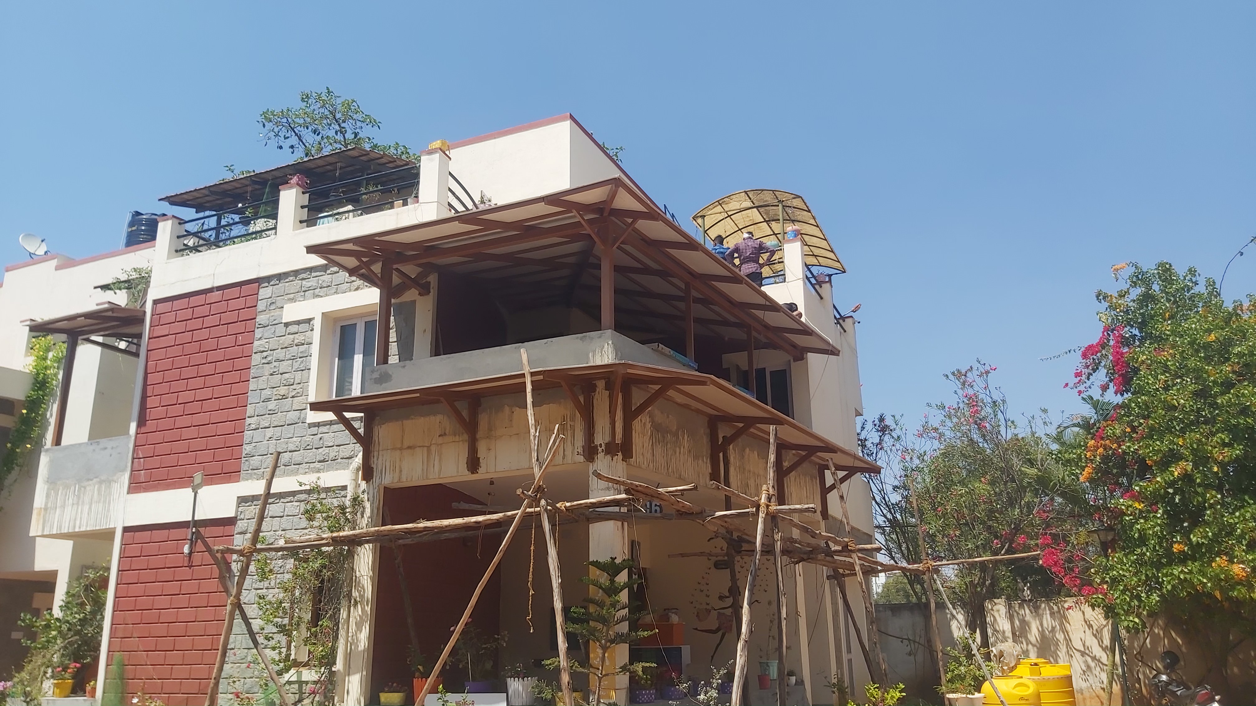 Terrace sunshade and glass roof renovation in Whitefield, Bangalore