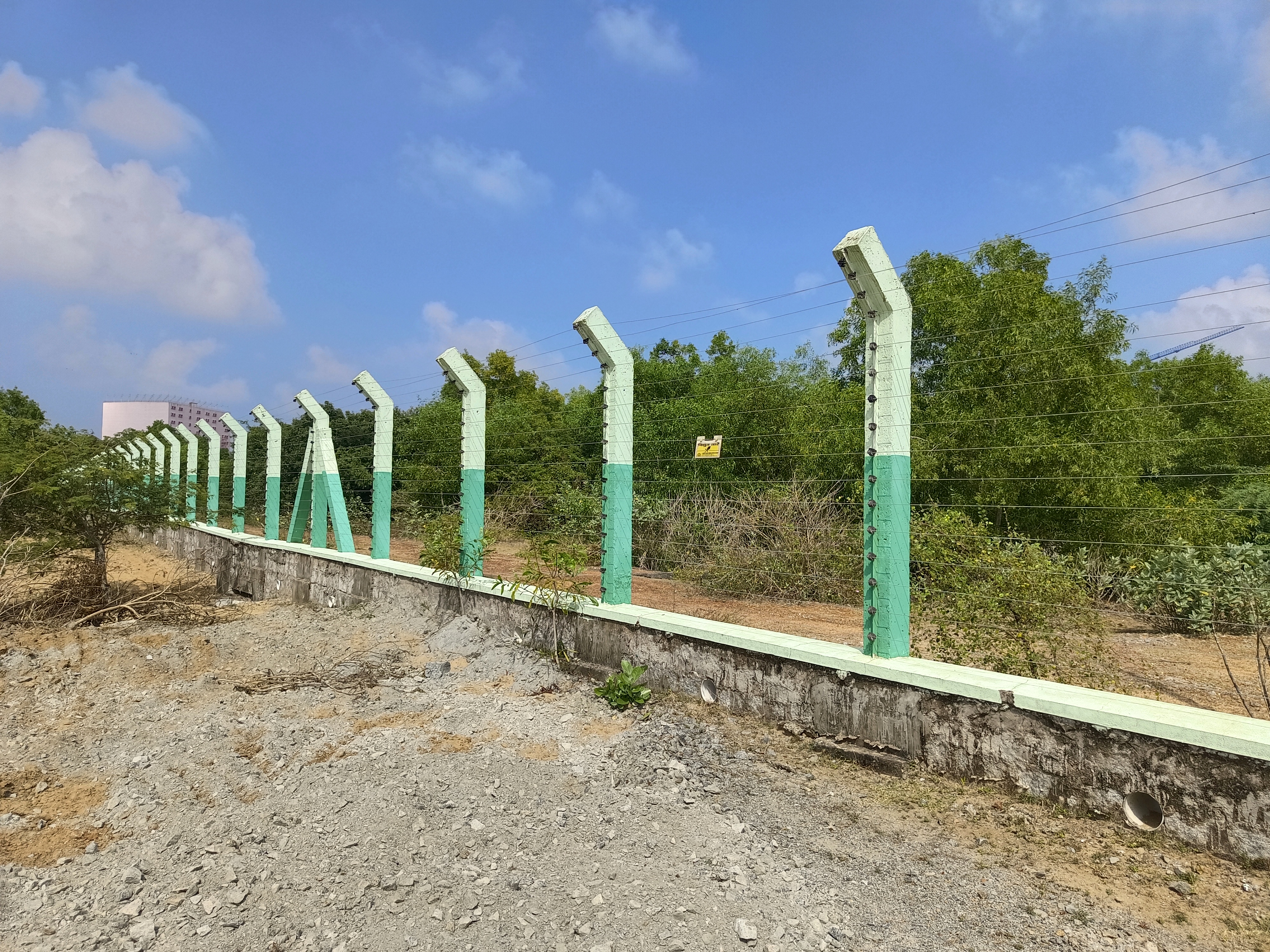 Large scale compound wall construction for electrical fencing at ISRO, Sriharikota